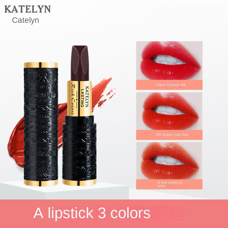 Three-Color Lipstick, Non-Fading, Non-Stick Cup, Moisturizing, Waterproof And Sweat-Proof Lipstick For Women