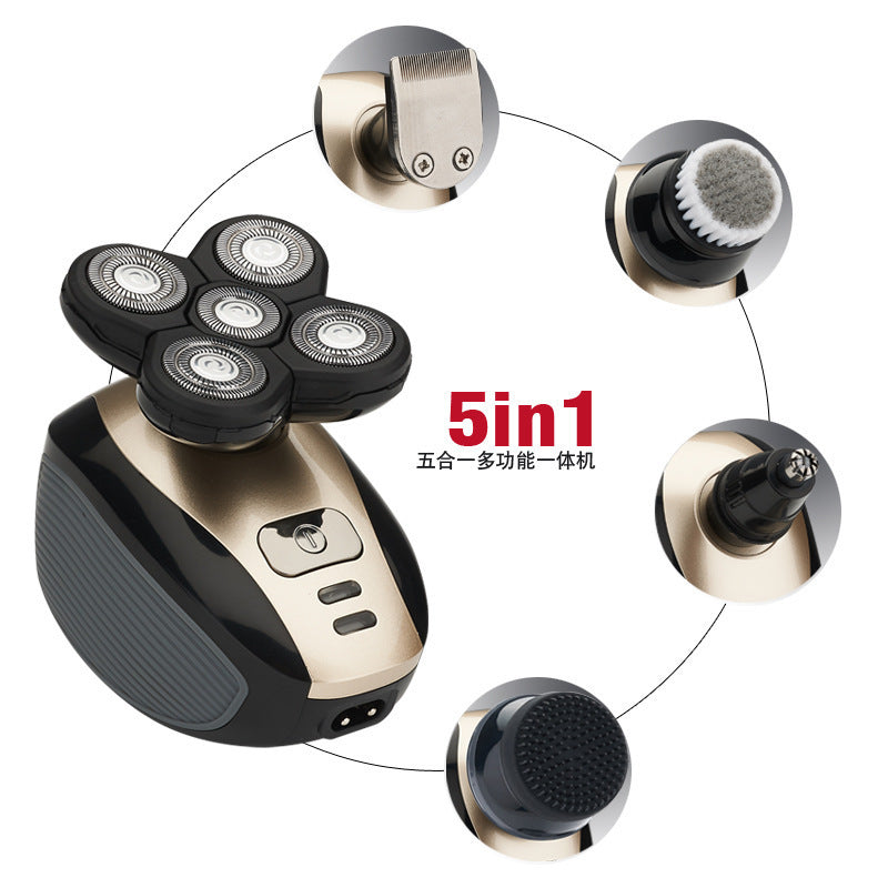 Five-head Electric Shaver, Bare Hair Clipper, Rechargeable Washable Razor