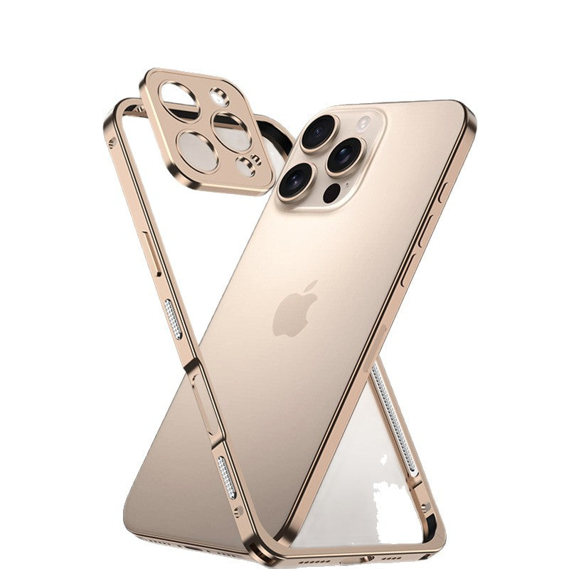 Applicable To Apple 16 Metal Aluminum Alloy Single-frame Mobile Phone Case Anti-fall IP15promax Seahorse Buckle Hardware Lens