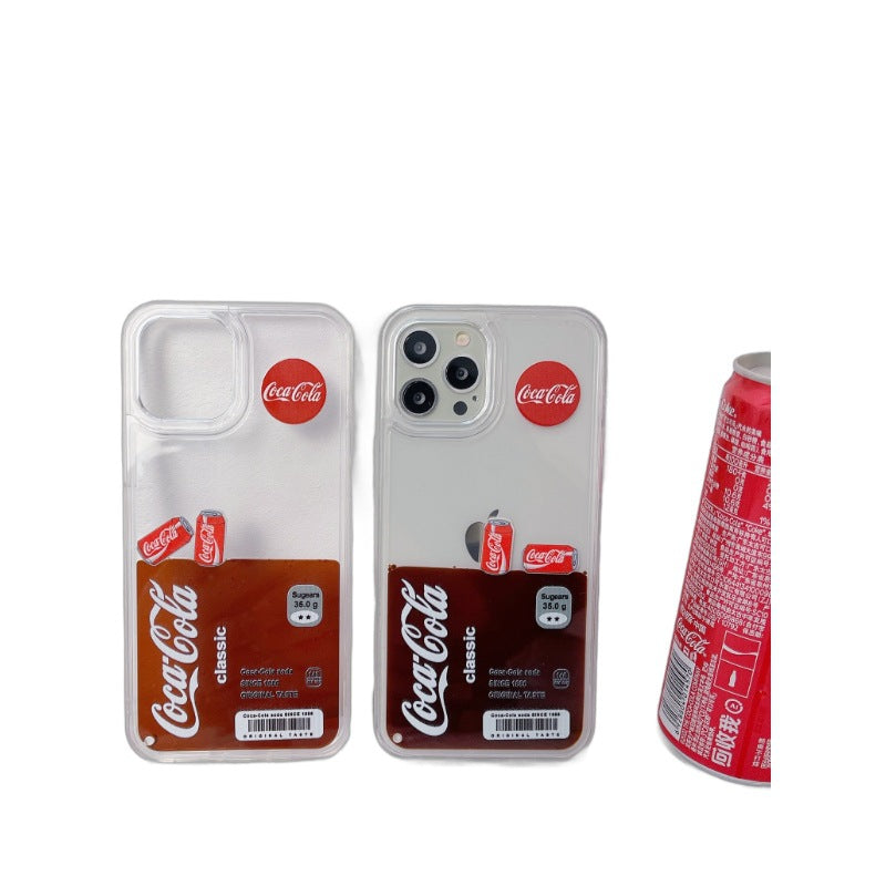 Mobile Phone Case For IPhone16promax Coke Floating Liquid Quicksand For Apple 14 Large Hole Drop-resistant Protective Case