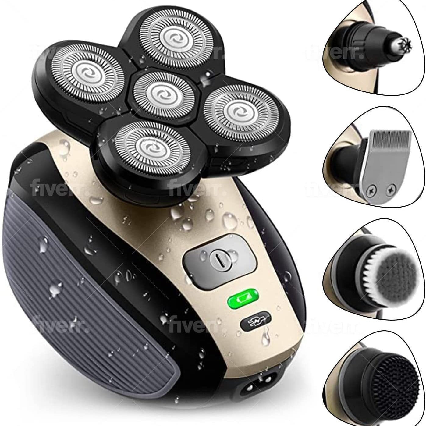 Five-head Electric Shaver, Bare Hair Clipper, Rechargeable Washable Razor