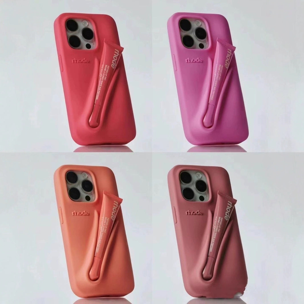 Hailey's Lipstick Lip Glaze Lip Gloss Silicone IPhone16Pro Phone Case With The Same Color Drop Protection