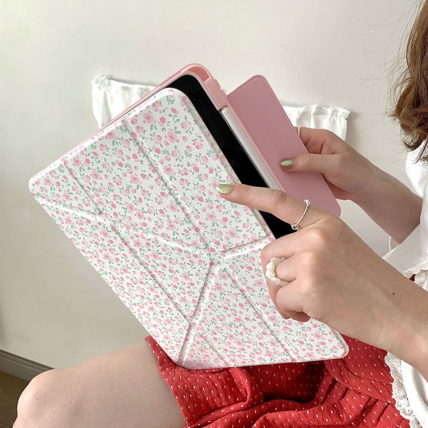Suitable For IPad13pro11 Flat Protective Sleeve 10.9Air2024 Magnetic Separation Shell 10.2 Floral 12.9 Pen Slot