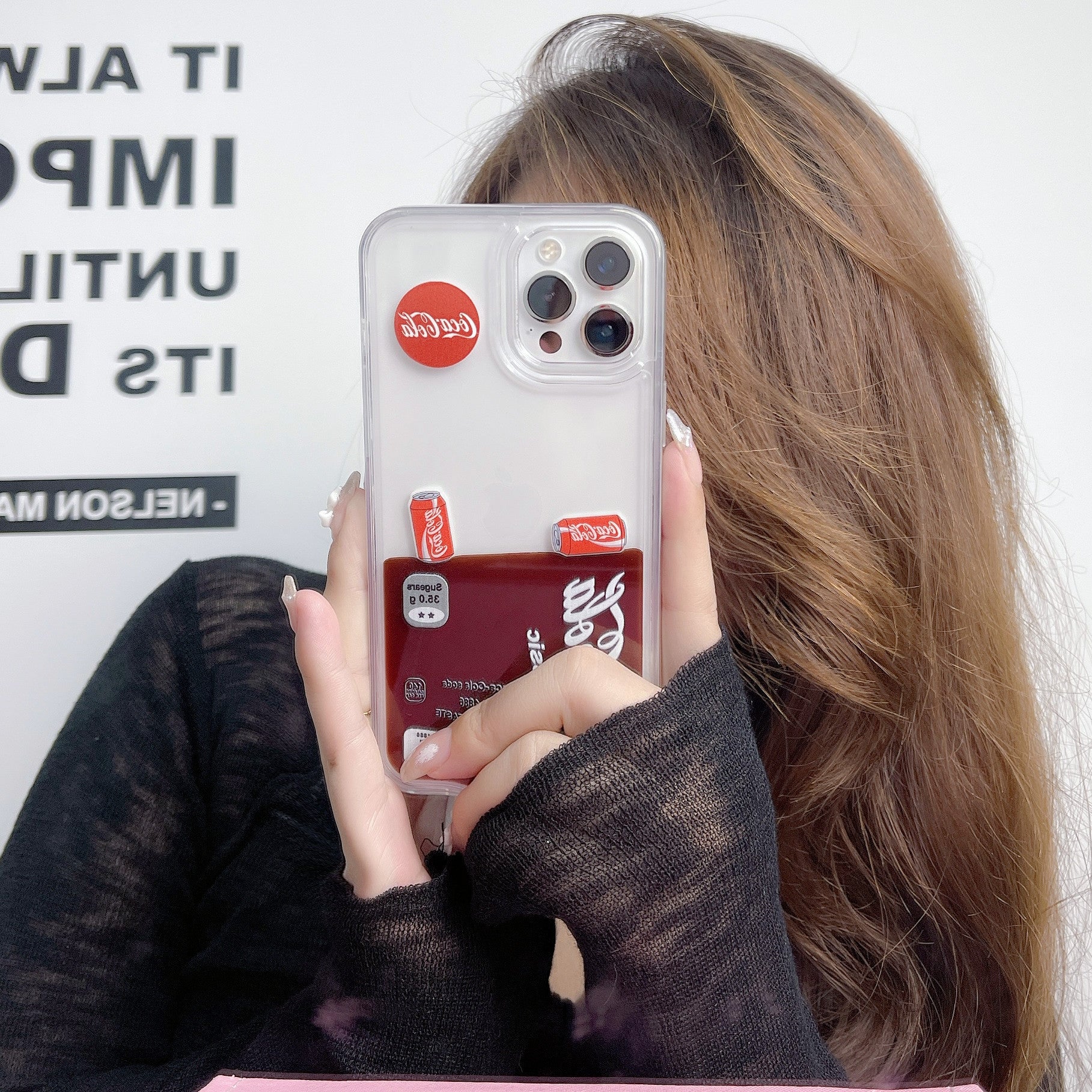 Mobile Phone Case For IPhone16promax Coke Floating Liquid Quicksand For Apple 14 Large Hole Drop-resistant Protective Case