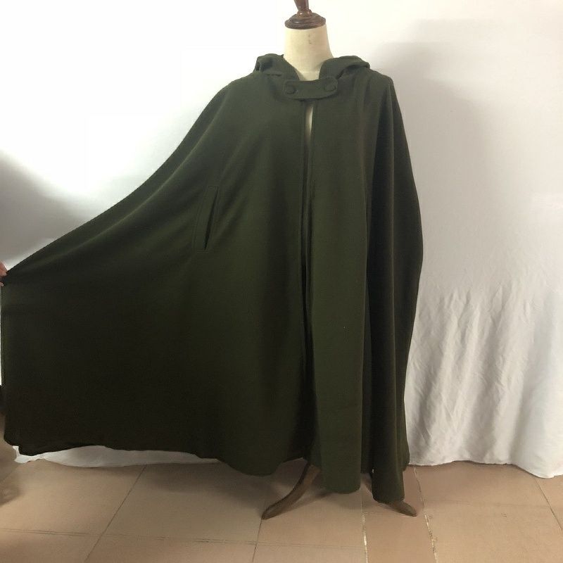 Fleece-Lined Thick Cape, Four-Color Hooded Tie-Up Shawl, Batwing Long Coat, Long Woolen Coat For Women